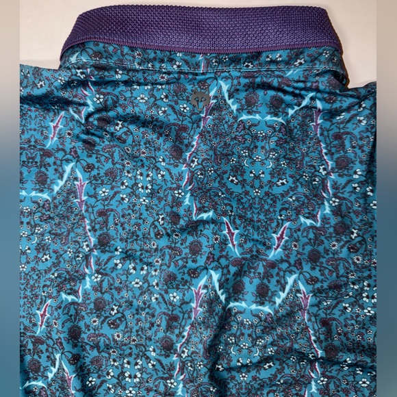 Greyson Men's Patterned Polo Shirt - Blue and Purple - Picture 4 of 4